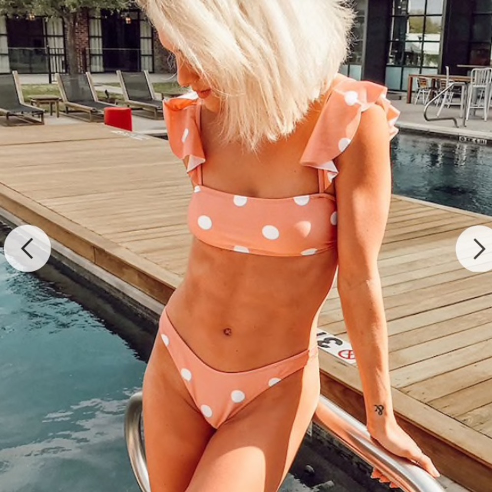 Forever 21 High Leg Polka-Dot Bikini Bottoms & Top